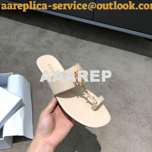 Replica Dior Jardin Thong Sandal KCQ417 Calfskin Beige 7