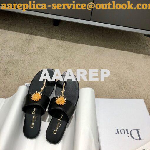 Replica Dior Jardin Thong Sandal KCQ417 Calfskin Black 4