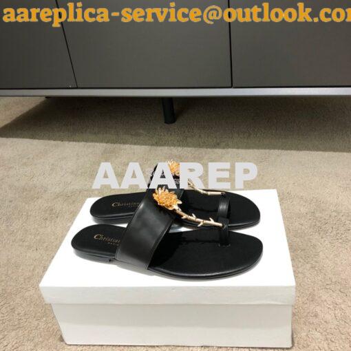 Replica Dior Jardin Thong Sandal KCQ417 Calfskin Black 6