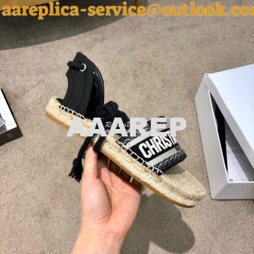 Replica Dior Granville Mule Espadrille With Laces KDB596 Black Embroid 4