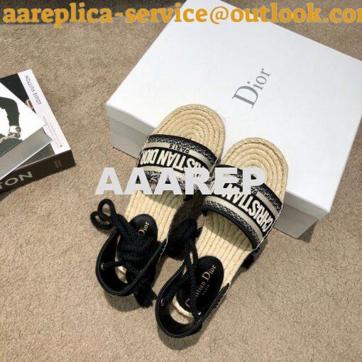 Replica Dior Granville Mule Espadrille With Laces KDB596 Black Embroid 5