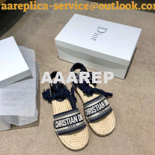 Replica Dior Granville Mule Espadrille With Laces KDB596 Blue 2