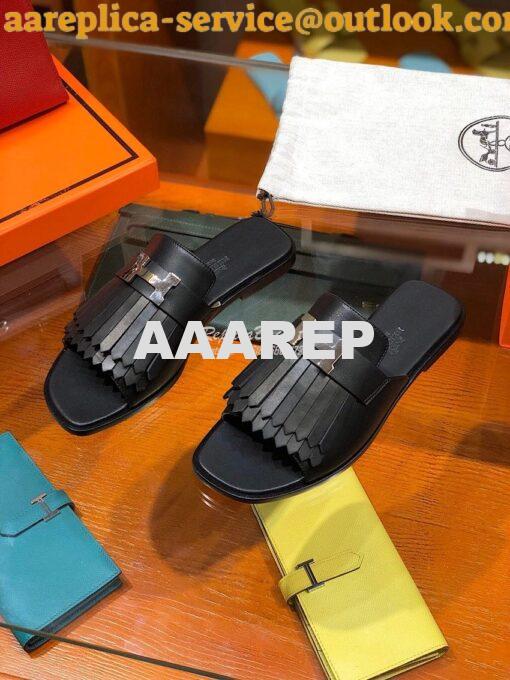 Replica Hermes Auteuil Sandal H201089 Black