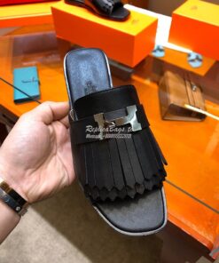 Replica Hermes Auteuil Sandal H201089 Black 2