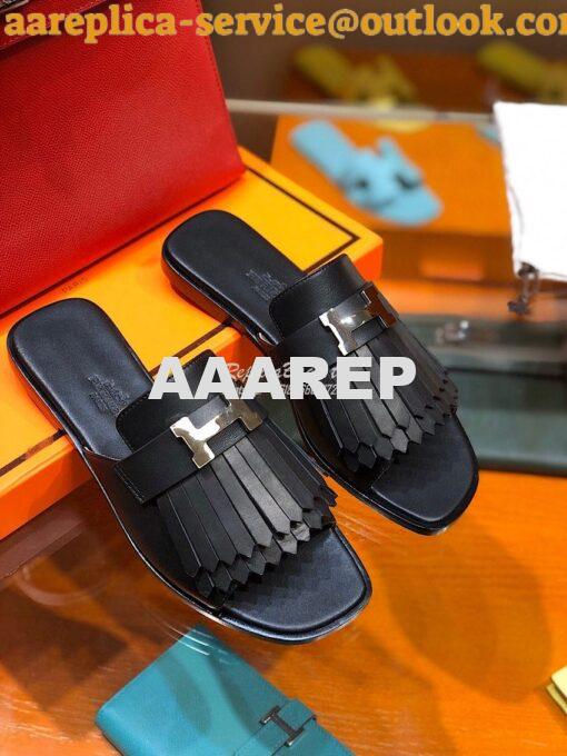 Replica Hermes Auteuil Sandal H201089 Black 3