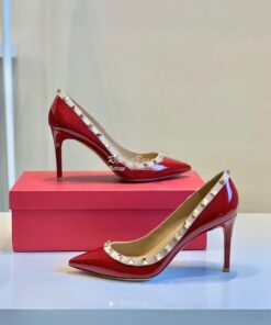 Replica Valentino Garavani Patent Rockstud Pump 85mm Wine