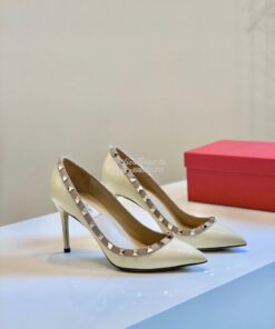 Replica Valentino Garavani Patent Rockstud Pump 85mm Ivory