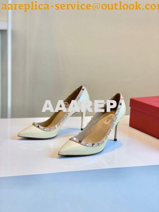 Replica Valentino Garavani Patent Rockstud Pump 85mm Ivory 2