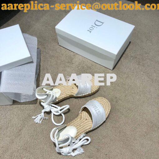 Replica Dior Granville Mule Espadrille With Laces KDB596 White 2