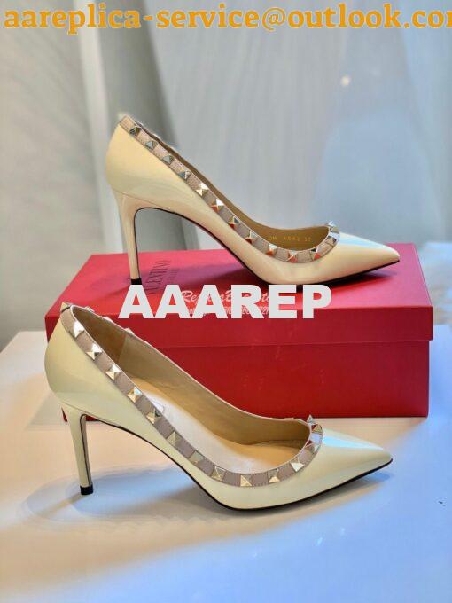 Replica Valentino Garavani Patent Rockstud Pump 85mm Ivory 3