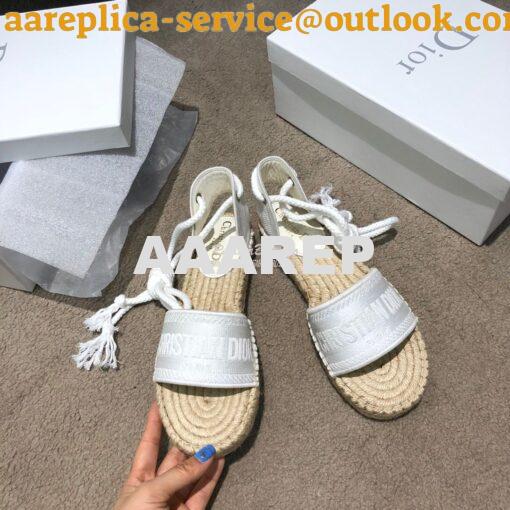 Replica Dior Granville Mule Espadrille With Laces KDB596 White 4