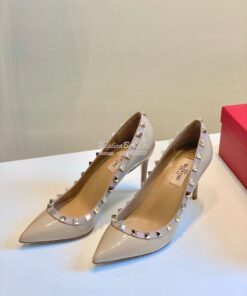 Replica Valentino Garavani Patent Rockstud Pump 85mm Nude 2