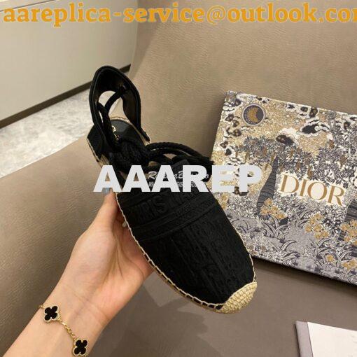 Replica Dior Granville Espadrille With Laces in Black Embroidered KDB5 2