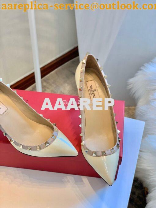 Replica Valentino Garavani Patent Rockstud Pump 85mm Ivory 6