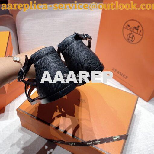 Replica Hermes Santorini Sandal in Epsom Leather Black 9