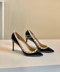 Replica Valentino Garavani Patent Rockstud Pump 85mm Black 2