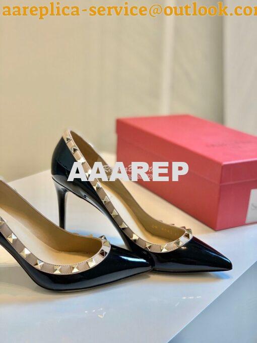 Replica Valentino Garavani Patent Rockstud Pump 85mm Black 3