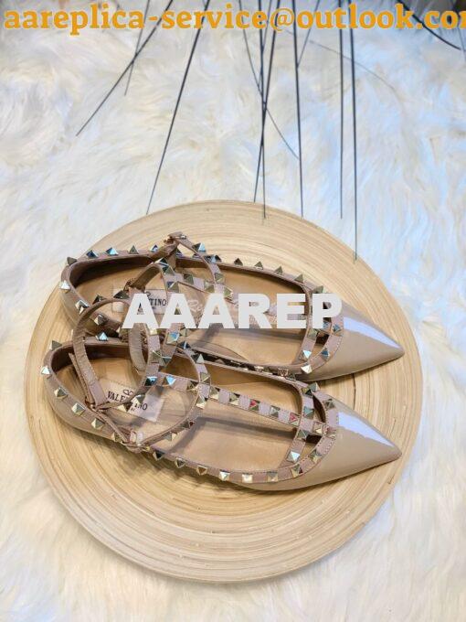 Replica Valentino Garavani Patent Rockstud Caged Ballet Flat Nude