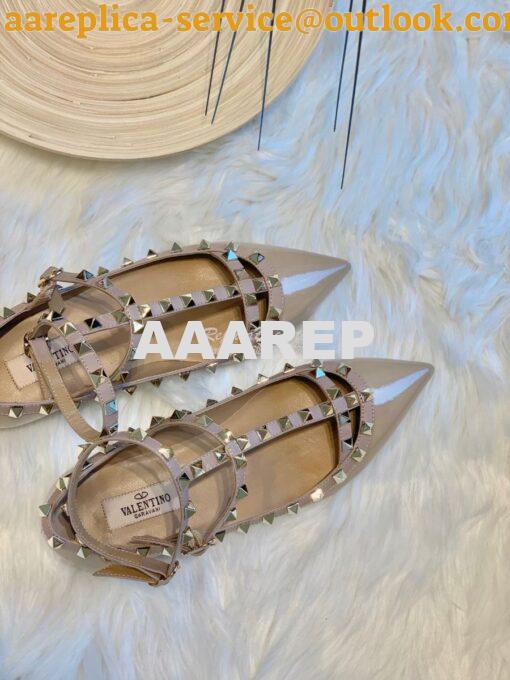 Replica Valentino Garavani Patent Rockstud Caged Ballet Flat Nude 6