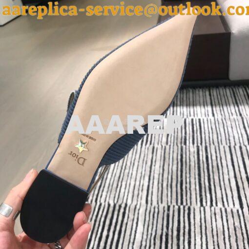 Replica Dior J'adior Slingback Denim Blue Embroidered Cotton KCP799 9