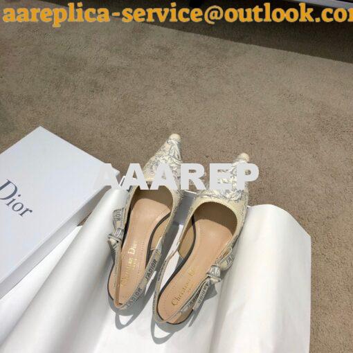 Replica Dior J'adior Slingback Grey Ecru Embroidered with Toile de Jou 3