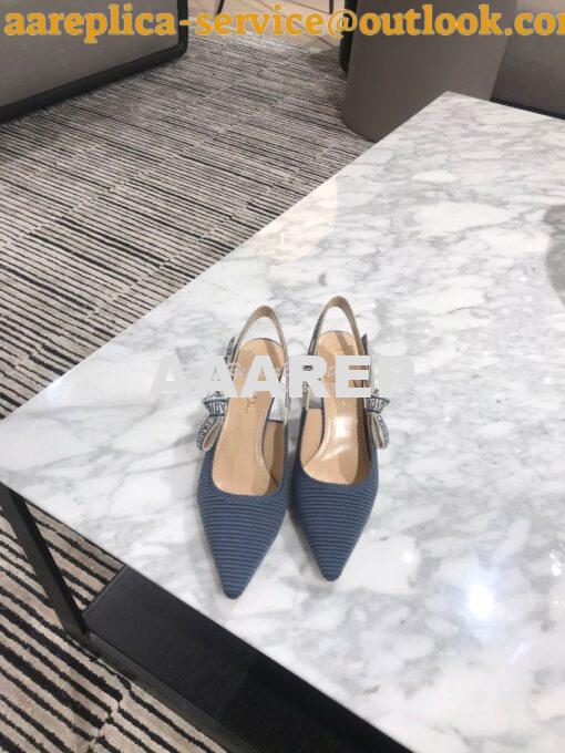 Replica Dior J'adior Slingback Denim Blue Embroidered Cotton KCP799 10