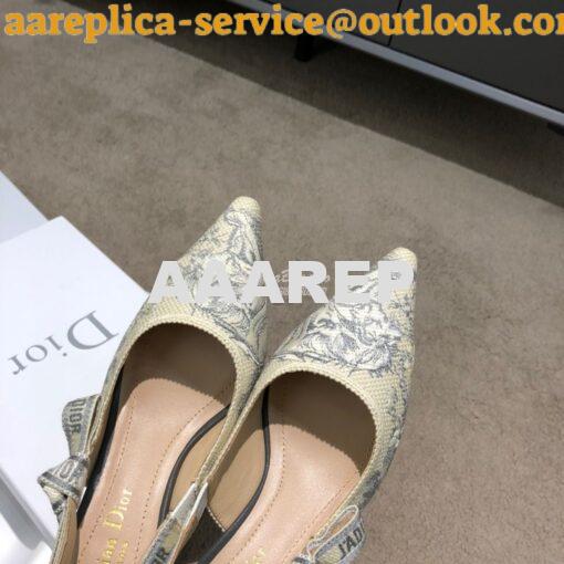 Replica Dior J'adior Slingback Grey Ecru Embroidered with Toile de Jou 5