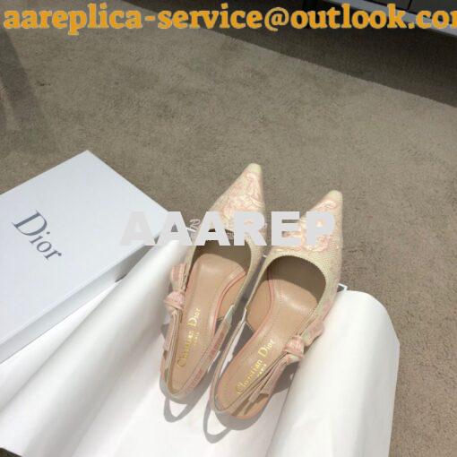 Replica Dior J'adior Slingback Pink Ecru Embroidered with Toile de Jou 3