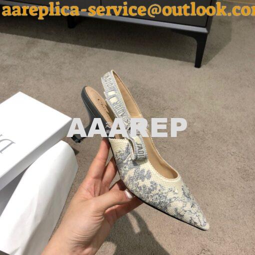 Replica Dior J'adior Slingback Grey Ecru Embroidered with Toile de Jou 7