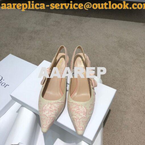 Replica Dior J'adior Slingback Pink Ecru Embroidered with Toile de Jou 4