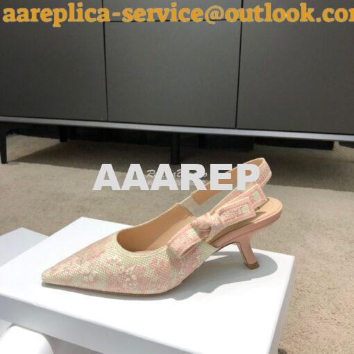 Replica Dior J'adior Slingback Pink Ecru Embroidered with Toile de Jou 5