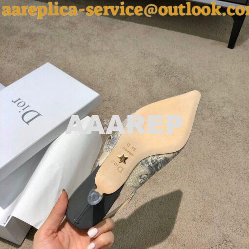 Replica Dior J'adior Slingback Grey Ecru Embroidered with Toile de Jou 9