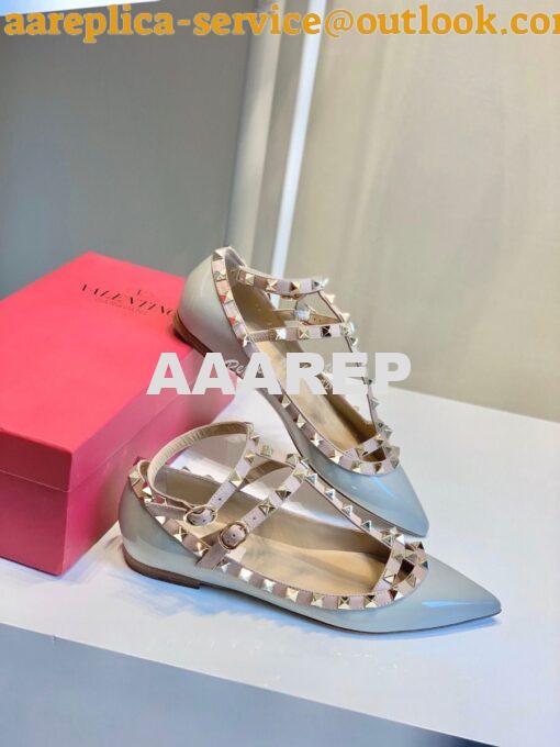 Replica Valentino Garavani Patent Rockstud Caged Ballet Flat Baby Blue 6