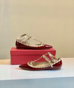 Replica Valentino Garavani Patent Rockstud Caged Ballet Flat Wine 2