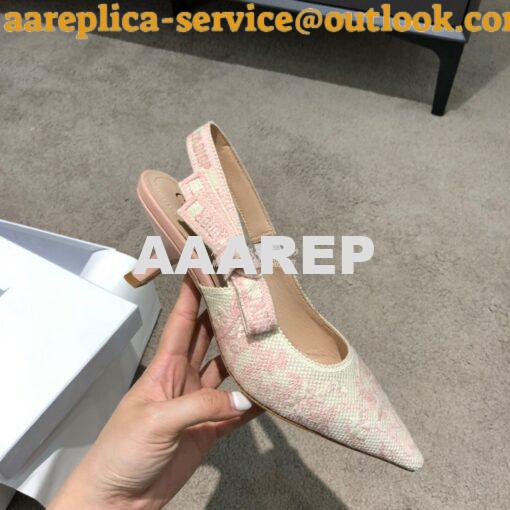 Replica Dior J'adior Slingback Pink Ecru Embroidered with Toile de Jou 7