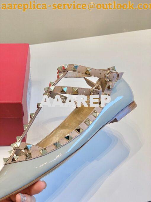 Replica Valentino Garavani Patent Rockstud Caged Ballet Flat Baby Blue 8