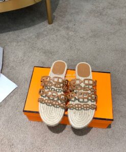 Replica Hermes Ancone Espadrille Sandals H201147 Brown