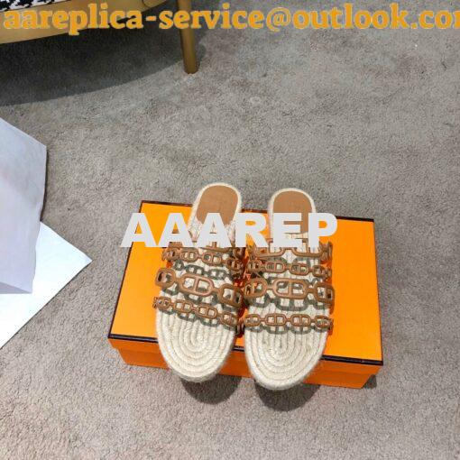 Replica Hermes Ancone Espadrille Sandals H201147 Brown