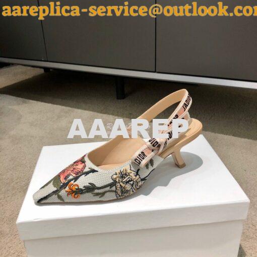 Replica Dior J'adior Slingback Multicolor with Rosa Mutabilis Embroide 4