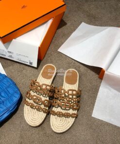 Replica Hermes Ancone Espadrille Sandals H201147 Brown 2