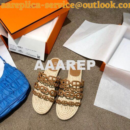 Replica Hermes Ancone Espadrille Sandals H201147 Brown 2