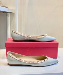 Replica Valentino Garavani Patent Rockstud Ballet Flat Baby Blue 2