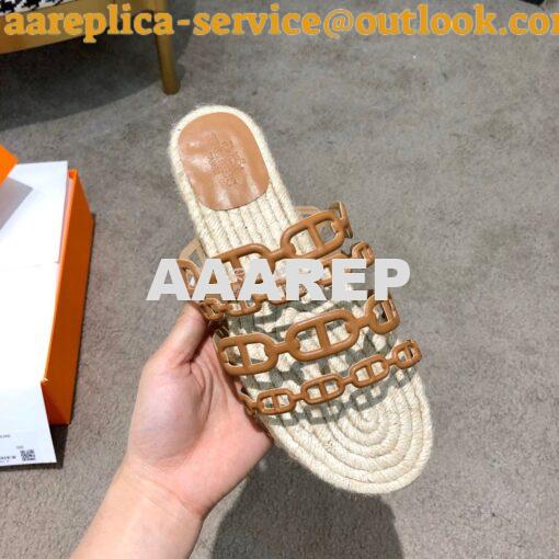 Replica Hermes Ancone Espadrille Sandals H201147 Brown 5