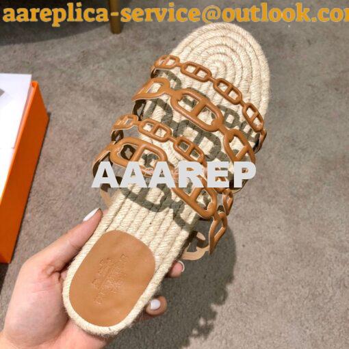 Replica Hermes Ancone Espadrille Sandals H201147 Brown 6