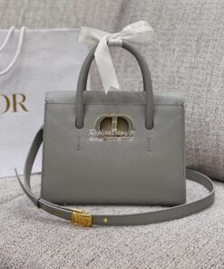 Replica Dior Medium St Honoré Tote Gray Grained Calfskin M9321U