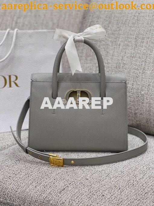 Replica Dior Medium St Honoré Tote Gray Grained Calfskin M9321U