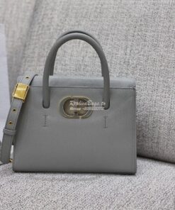 Replica Dior Medium St Honoré Tote Gray Grained Calfskin M9321U 2