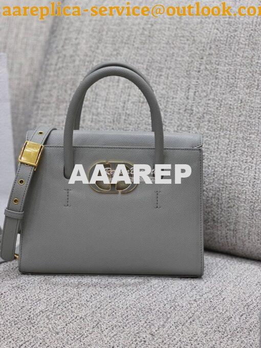 Replica Dior Medium St Honoré Tote Gray Grained Calfskin M9321U 2