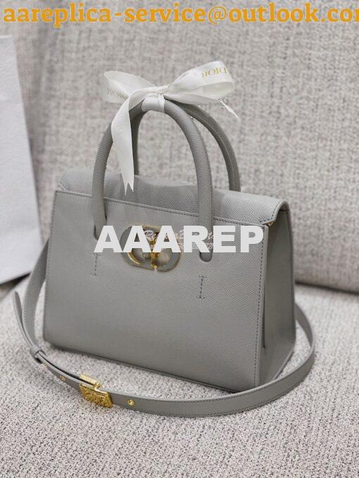 Replica Dior Medium St Honoré Tote Gray Grained Calfskin M9321U 3