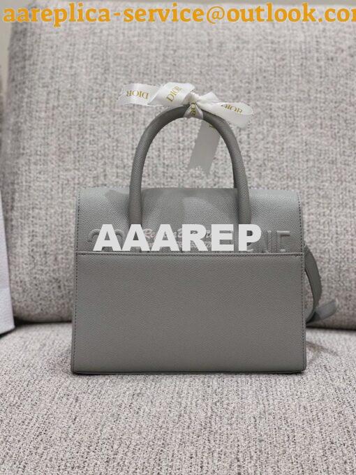 Replica Dior Medium St Honoré Tote Gray Grained Calfskin M9321U 4